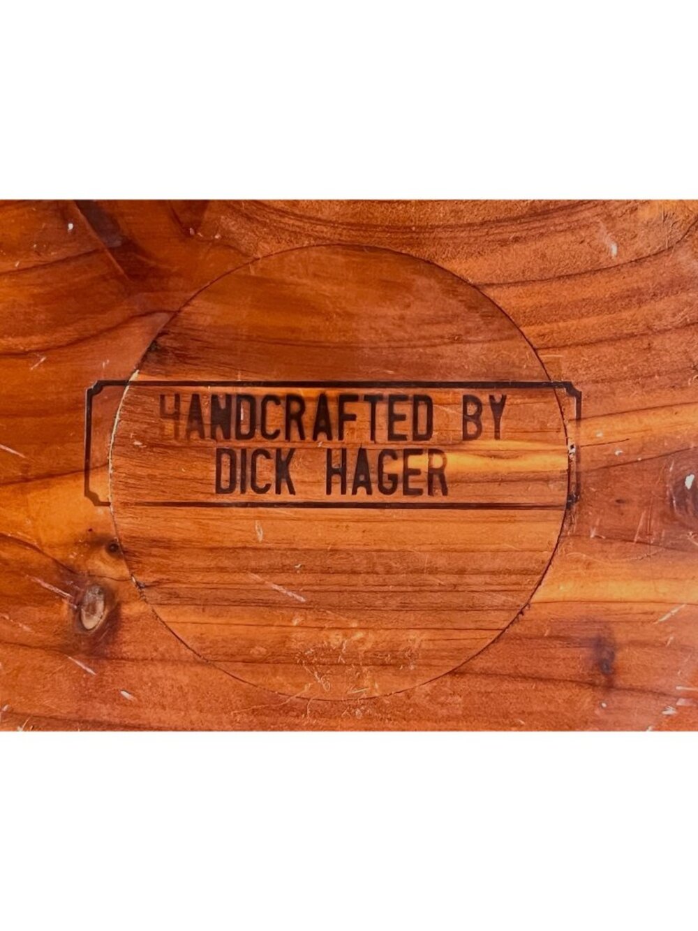 Dick Hager Wood  Vessel Red Cedar w/ ground Turquoise Inlay & Resin 6.5" D READ - Picture 2 of 16